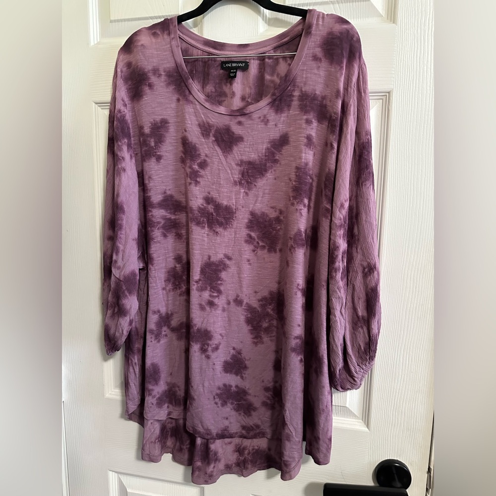 Lane Bryant 18/20 Tie Dye High Low Purple Tunic Shirt